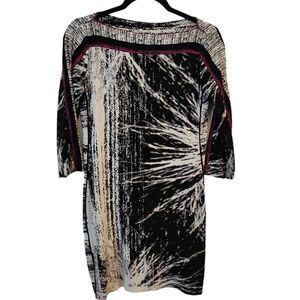 Bloomingdale's Chequer 3/4 Sleeve Black/White and Pink Detail Dress Size 4